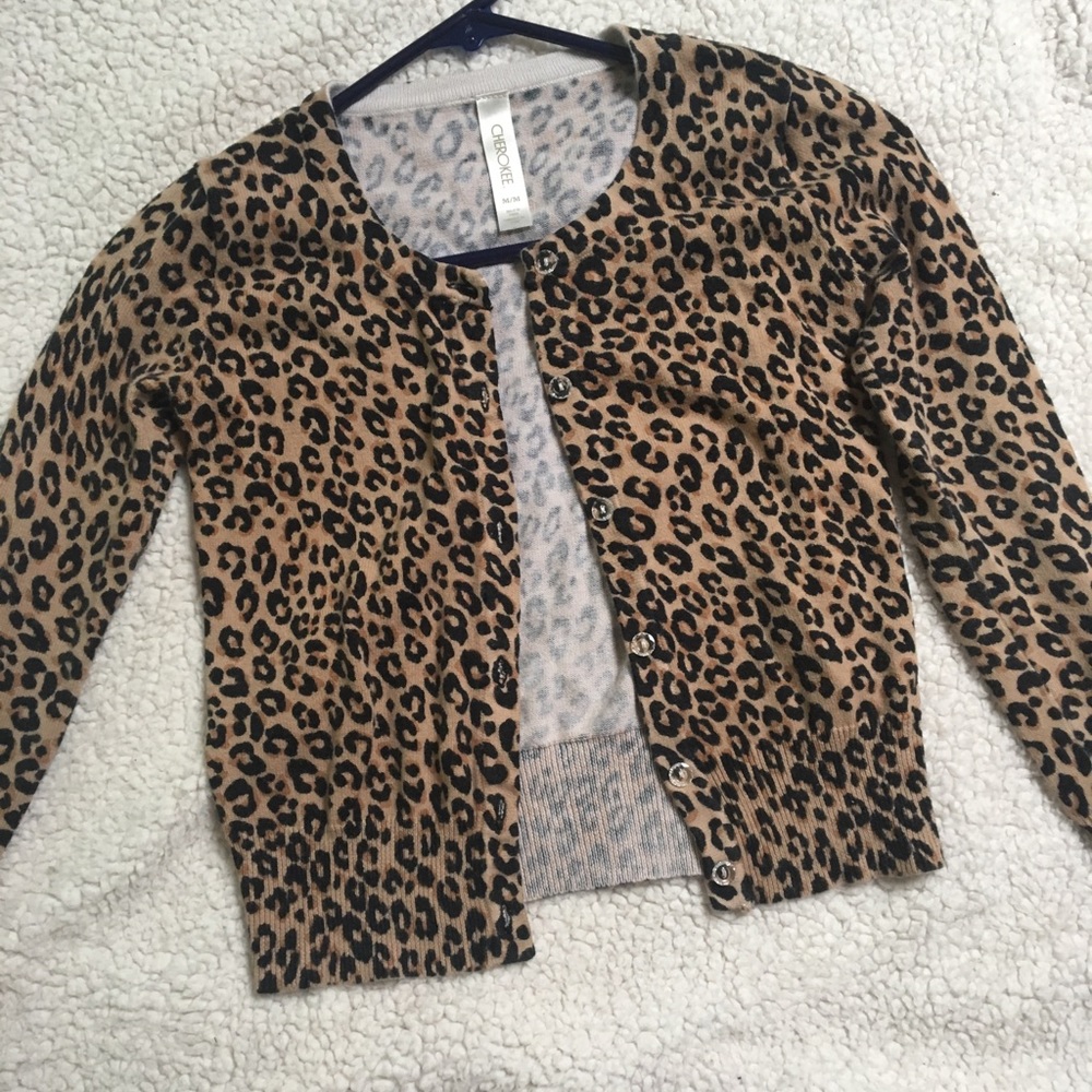 Cherokee Cheetah Print Button Up Shirt